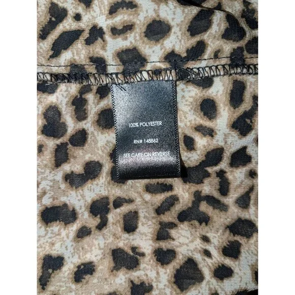 Torrid Women's Leopard Print Long Sleeve Blouse with Smocked Neck & Button Detai - Picture 6 of 12